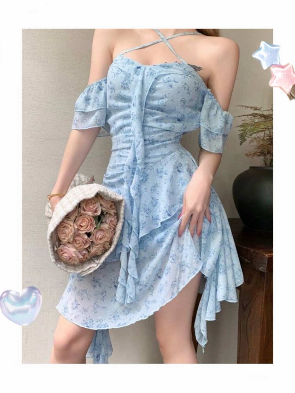 dazy mini dress blue layered